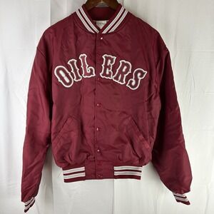 Vintage HOWE Athletic Jacket Oilers Red‎ Made in USA Mens Medium 80s 90s